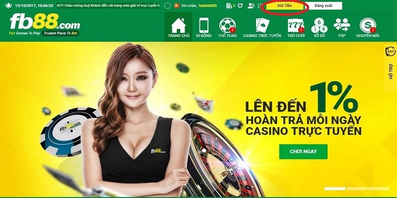 Sảnh casino của FB88 chứng minh sức hút